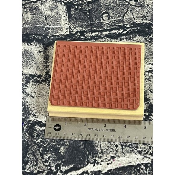 Great Impressions PLAID PATTERN Wood Mount Rubber Stamp #K82 - Picture 7 of 8